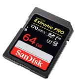 闪迪 64GB SD存储卡 U3 C10 V30 4K 至尊超极速版 读速170MB/s 写速90MB/s 捕捉4K超高清