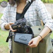 阿尔飞斯 单反相机包双肩佳能摄影包帆布索尼微单包侧开相机背包